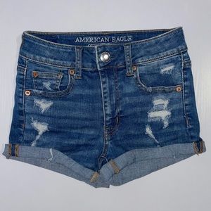 American Eagle Outfitters Ripped Super Stretch Hi-Rise Shortie